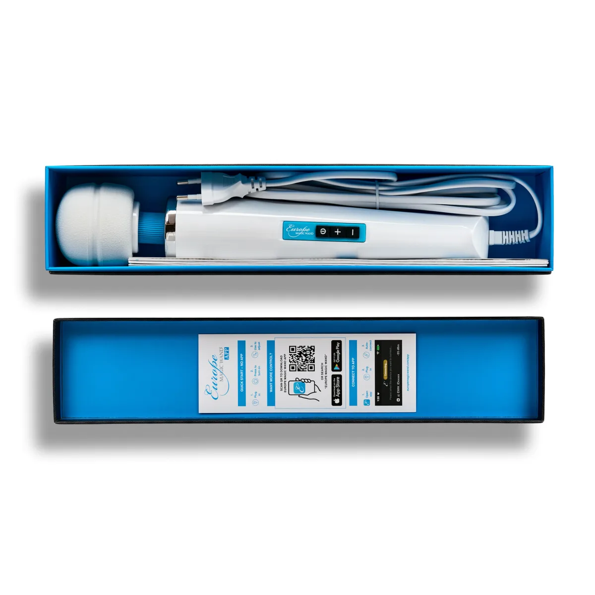 Estuche abierto con el Europe Magic Wand APP dentro